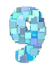 3d multiple blue tiled number nine 9 fragmented on white