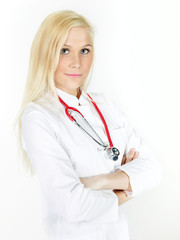 Female doctor is proud of her job