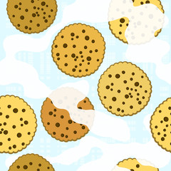 Cookies and milk. Vector seamless pattern.