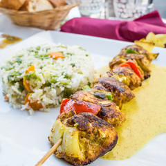 tasty grilled meat and vegetables
