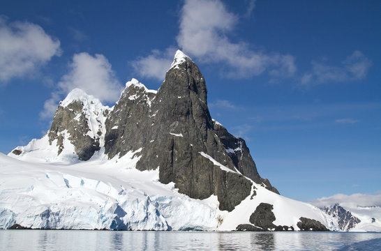 several peaks in the Antarctic island in a sunny day