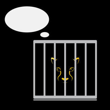 Vector image of a cheetah trapped in a cage.