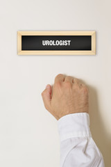 Male patient knocking on Urologist door