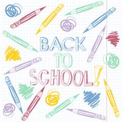 Back to school, cartoon vector illustration.