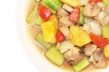 Sweet and sour sauce fried with chicken ,Thai recipe
