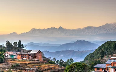 Fotobehang Nepal Bandipur-dorp in Nepal, HDR-fotografie