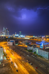 Fototapeta na wymiar Thunderstorm in Dubai city, United Arab Emirates