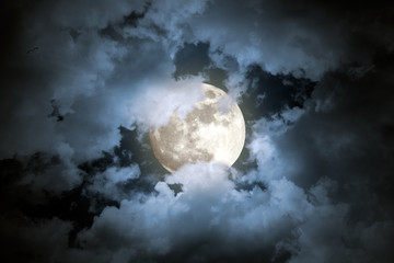 Cloudy full moon night