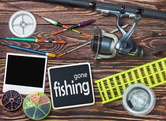 fishing tackle and photoframe