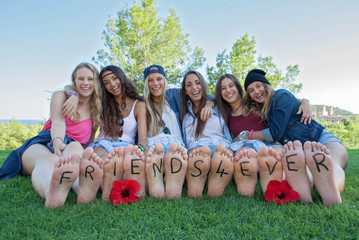 group of happy girls friends for ever - 69119556