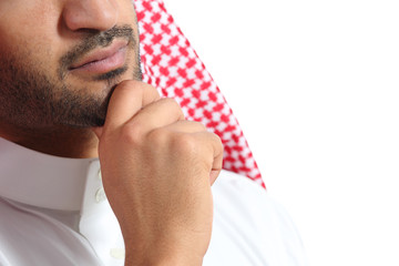 Close up of an arab saudi emirates man thinking
