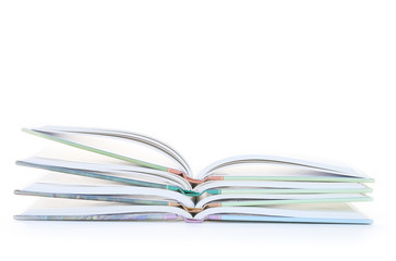 Stack of open book.