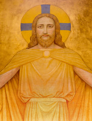 Fototapety  Wiedeń - Nowoczesny fresk Jezusa Chrystusa w kościele Karmelitów