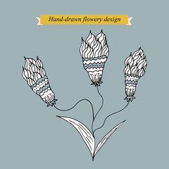 Hand-drawn flowery design 2