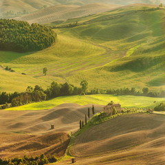 Country view in the Tuscany landscape from Pienza, Italy
