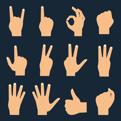 Hands vector flat icons set