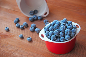 Fresh blueberries in a ceramic bowl - 69123365