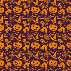 Halloween seamless pattern. Vector background.