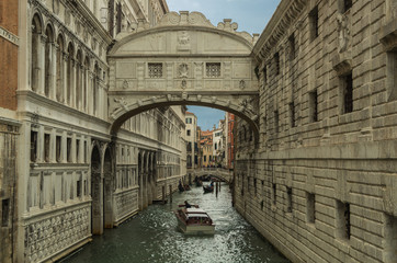 The Bridge of Sighs is a world famous landmark of Venice Italy