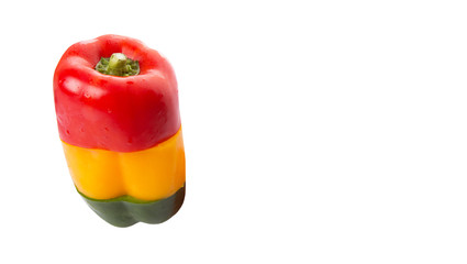 Mix colored bell pepper over white background