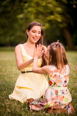 Mother and child playing together