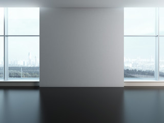 Office windows with blank wall