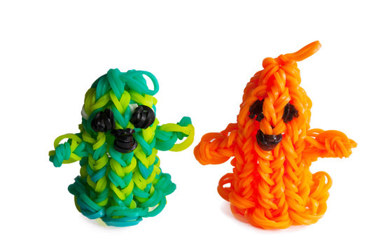 Halloween rubber bands happy ghosts orange and green