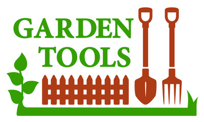 landscaping icon with garden tools