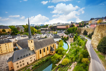 Top view of Abbey de Neumunster in Luxembourg - obrazy, fototapety, plakaty