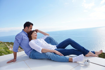 relaxed young couple at home