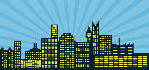 ville ciel et rayons