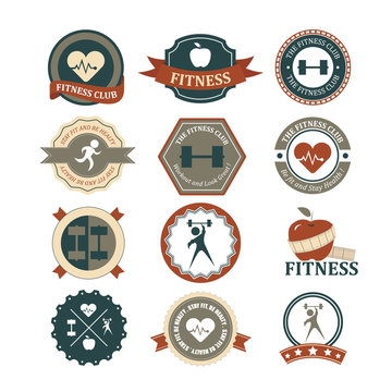 Set of various sports and fitness logo graphics and icons