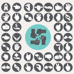 Sign Language Hands icons set. Illustration eps10