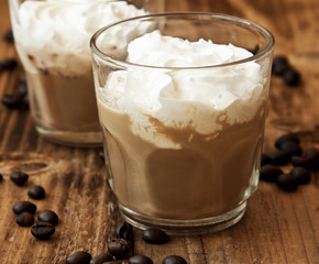 Latte Coffee in Glasses with Cream