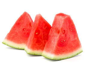 Sliced ripe watermelon isolated on white background cutout