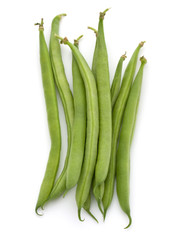 Green beans handful isolated on white background cutout