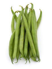 Green beans handful isolated on white background cutout