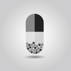 Abstract transparent black capsule on gray gradient background