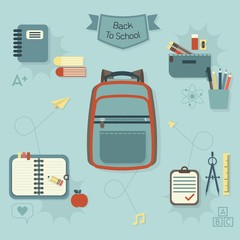 Back to school icons set - Modern flat design