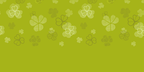 green clover textile texture horizontal border seamless pattern