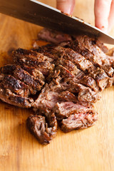 eating steak
