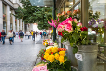 Flower stand in the center of Prague