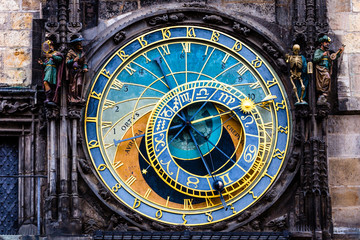 Detail van de astronomische klok van Praag in de oude stad, Prague