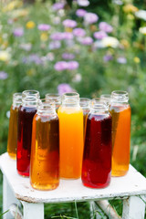 different bottles of juice