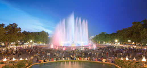 night view of Magic Fountain in Barcelona