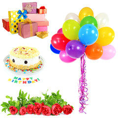 Birthday collage isolated on white