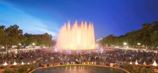 night view of Magic Fountain in Barcelona