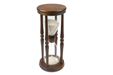 Wooden sandglass isolated on a white background