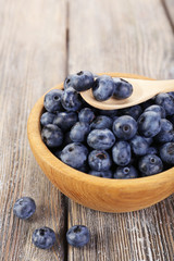 Fresh blueberries on wooden table