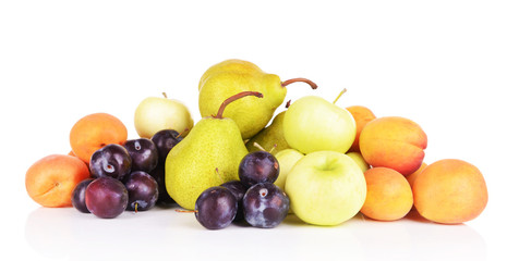 Ripe fruits isolated on white